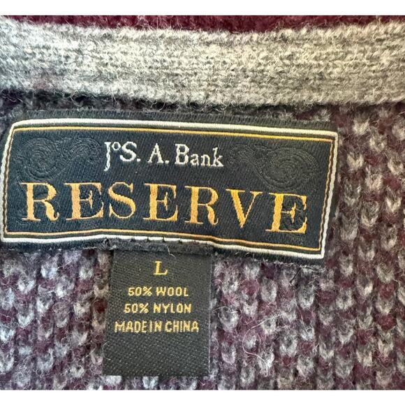 Jos A Bank Reserve Sweater Men Large Wool Modern knit preppy dark academia - Picture 3 of 12